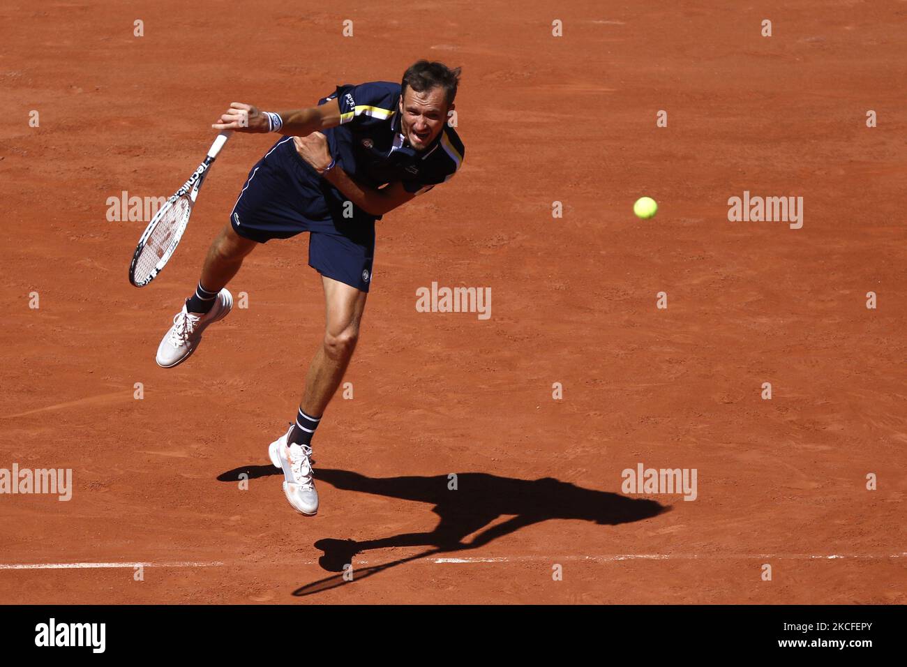 Daniil MEDVEDEV of Russia during the first round of Roland Garros at Roland Garros on May 31, 2021 in Paris, France. (Photo by Mehdi Taamallah/NurPhoto) Stock Photo