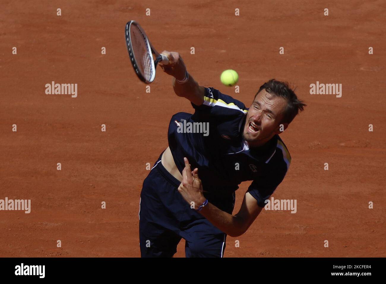 Daniil MEDVEDEV of Russia during the first round of Roland Garros at Roland Garros on May 31, 2021 in Paris, France. (Photo by Mehdi Taamallah/NurPhoto) Stock Photo