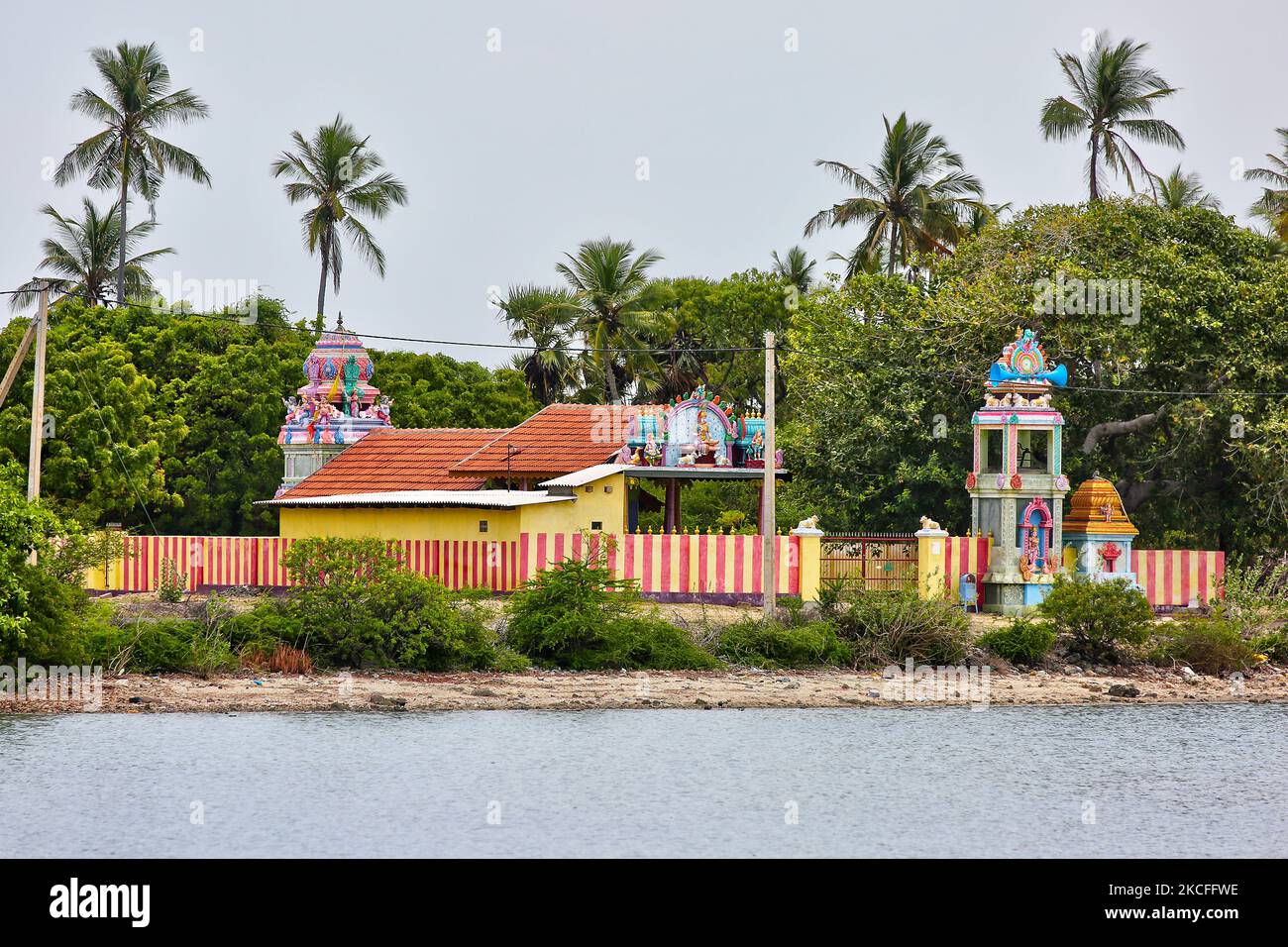 Hindu temple along the coast of Analaitivu Island in the Jaffna region of Sri Lanka. (Photo by Creative Touch Imaging Ltd./NurPhoto) Stock Photo