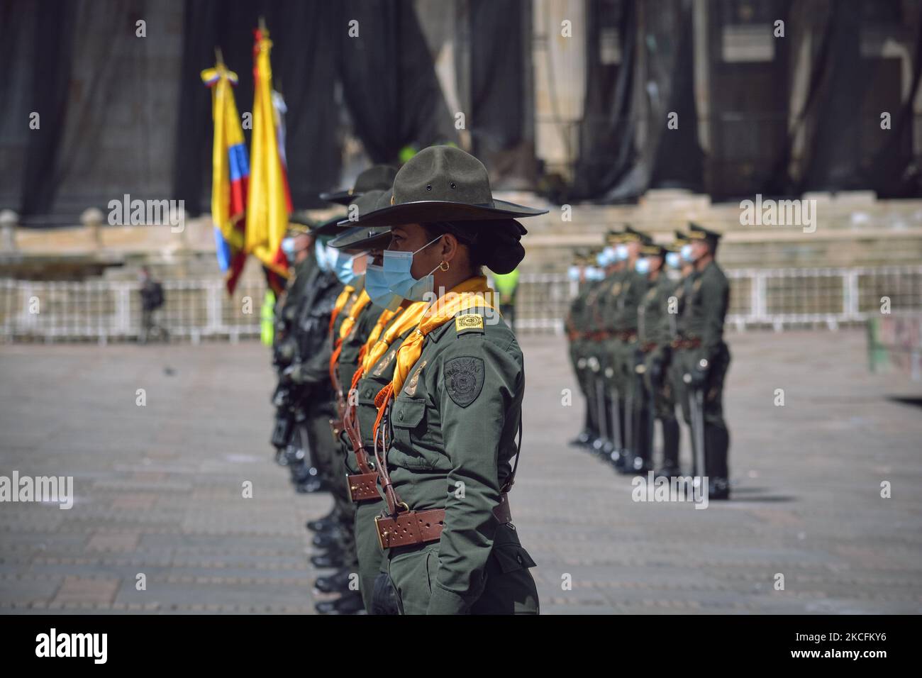 Female members of the national police attend the taking office ceremony of the new commander of the national police in Bogota, on June 4, 2021.(Photo by Vannessa Jimenez G/NurPhoto) Stock Photo