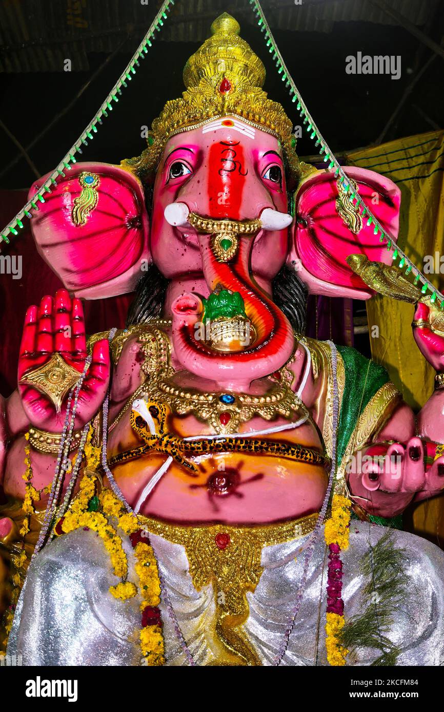 Large Clay Idol Of Lord Ganesha Lord Ganesh At A Pandal temporary Large Clay Idol Of Lord Ganesha Lord Ganesh At A Pandal temporary
