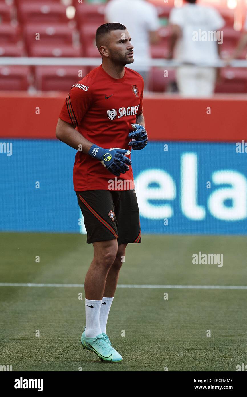 Anthony Lopes (Olympique Lyon) of Portugal during the warm-up before the international friendly match between Spain and Portugal at Estadio Wanda Metropolitano on June 4, 2021 in Madrid, Spain. (Photo by Jose Breton/Pics Action/NurPhoto) Stock Photo