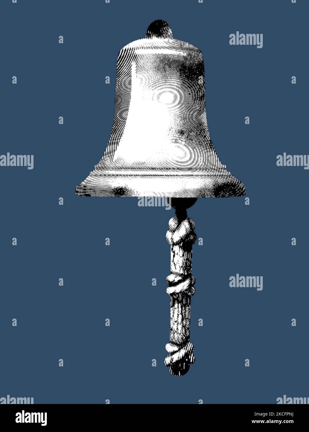 Ship's bell engraving. A realistic illustration of the Ship's bell