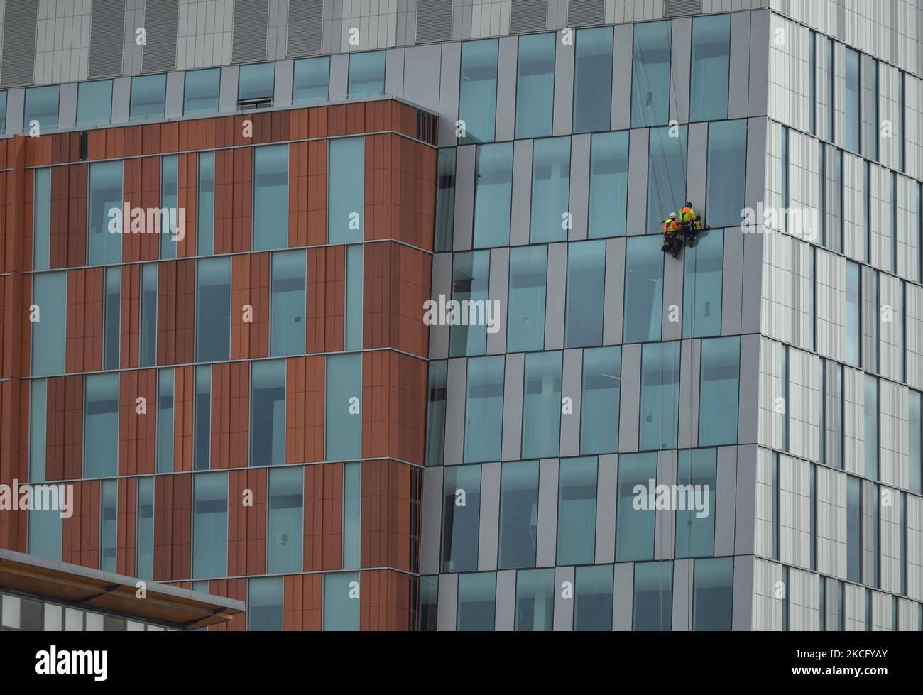 A general view of the nearly finished Bolands Quay new site on Dublins Barrow Street next Google EMEA HQ building (right-not in the picture), at the Grand Canal Docks, in Dublin. On Thursday, 10 June 2021, in Dublin, Ireland. (Photo by Artur Widak/NurPhoto) Stock Photo