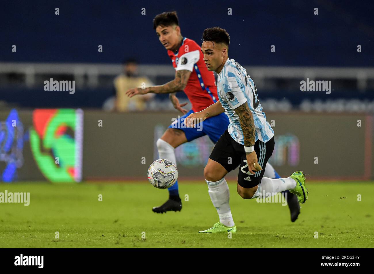 Martinez Argentina player during a match against Chile at the Engenhão stadium for the Copa América 2021, on June 14, 2021 in Rio de Janeiro, Brazil.(Photo by Thiago Ribeiro/NurPhoto) Stock Photo