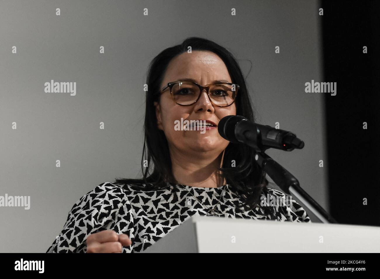 Michelle Müntefering, Deputy Minister for International Cultural Policies at the Ministry of Foreign Affairs of the Federal Government of Germany, during Kultur Ensemble in Palermo. Italy, Sicily, Palermo, June 14, 2021 (Photo by Francesco Militello Mirto/NurPhoto) Stock Photo