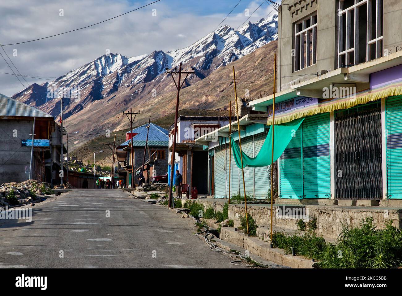 Town of Padum located high in the Himalayas in Zanskar, Ladakh, Jammu and Kashmir, India. Padum sits at an elevation of 3,657 metres (11,998 feet) and is largely inhabited by people of Tibetan descent who follow Tibetan Buddhism. (Photo by Creative Touch Imaging Ltd./NurPhoto) Stock Photo