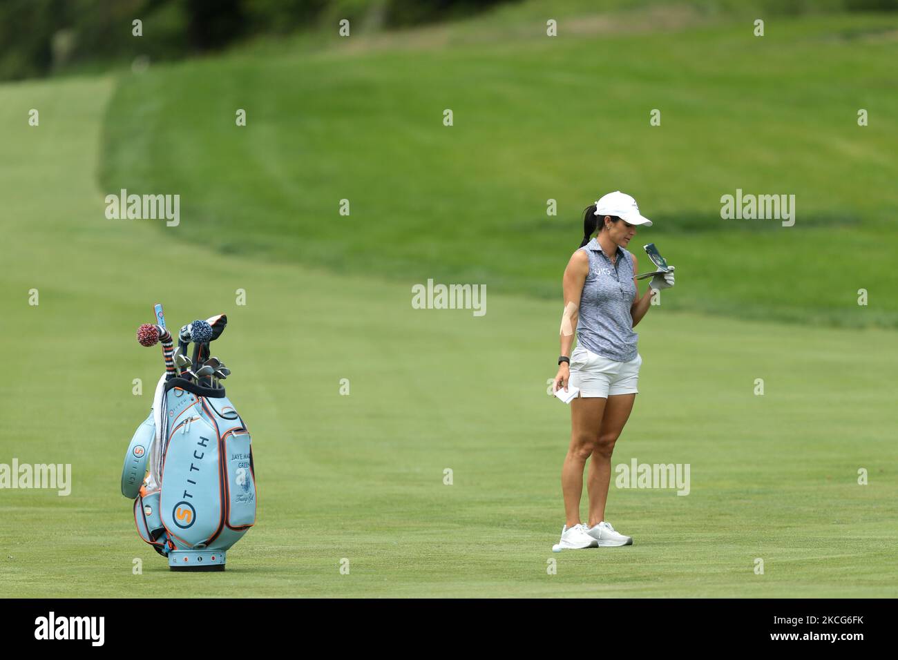 Jaye Marie Green waits on the 16th fairway during the first round of the Meijer LPGA Classic for Simply Give golf tournament at Blythefield Country Club in Belmont, MI, USA Thursday, June 17, 2021. (Photo by Jorge Lemus/NurPhoto) Stock Photo