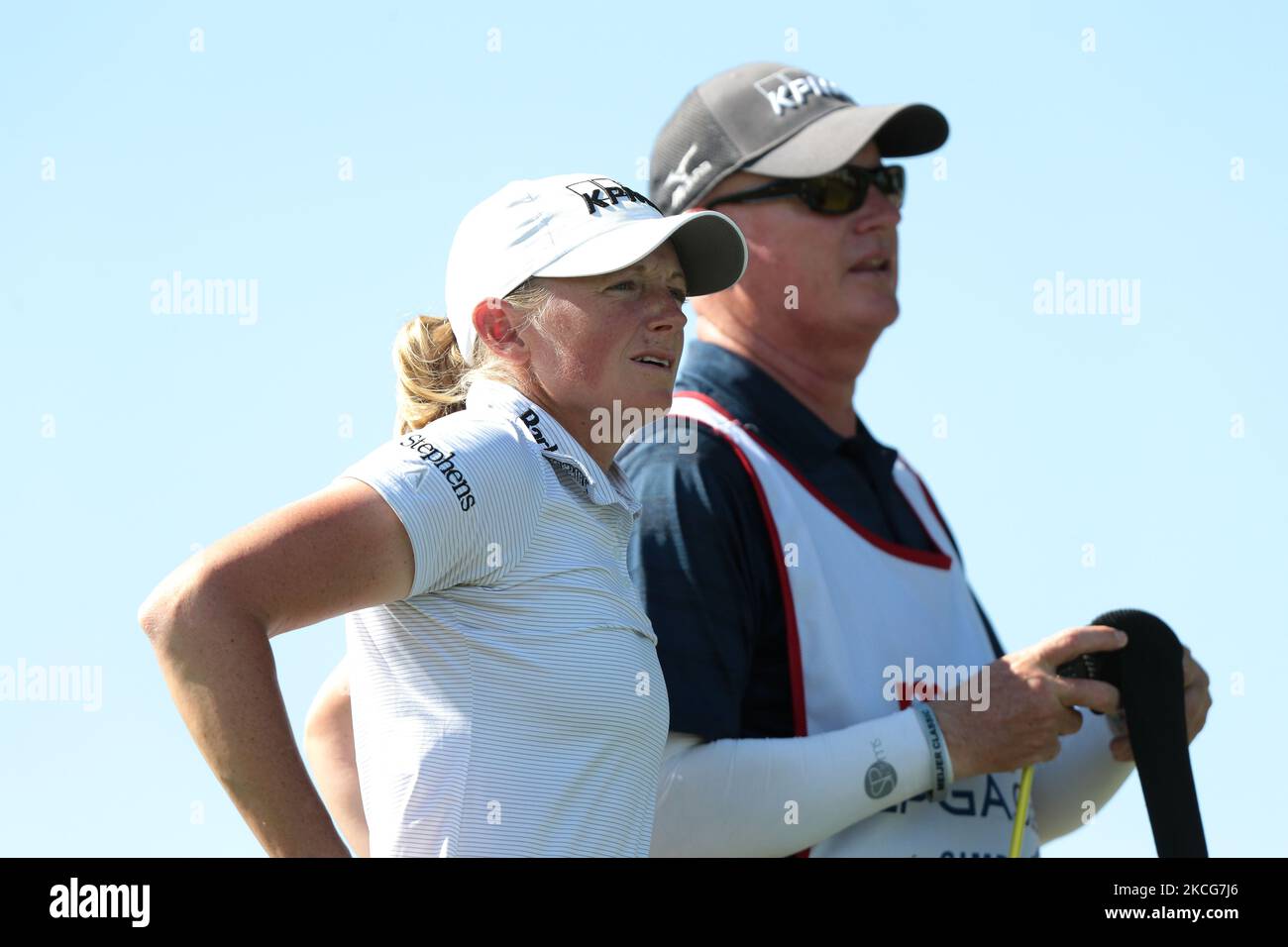 Stacy Lewis waits on the second tee during the second round of the Meijer LPGA Classic for Simply Give golf tournament at Blythefield Country Club in Belmont, MI, USA Friday, June 18, 2021. (Photo by Jorge Lemus/NurPhoto) Stock Photo