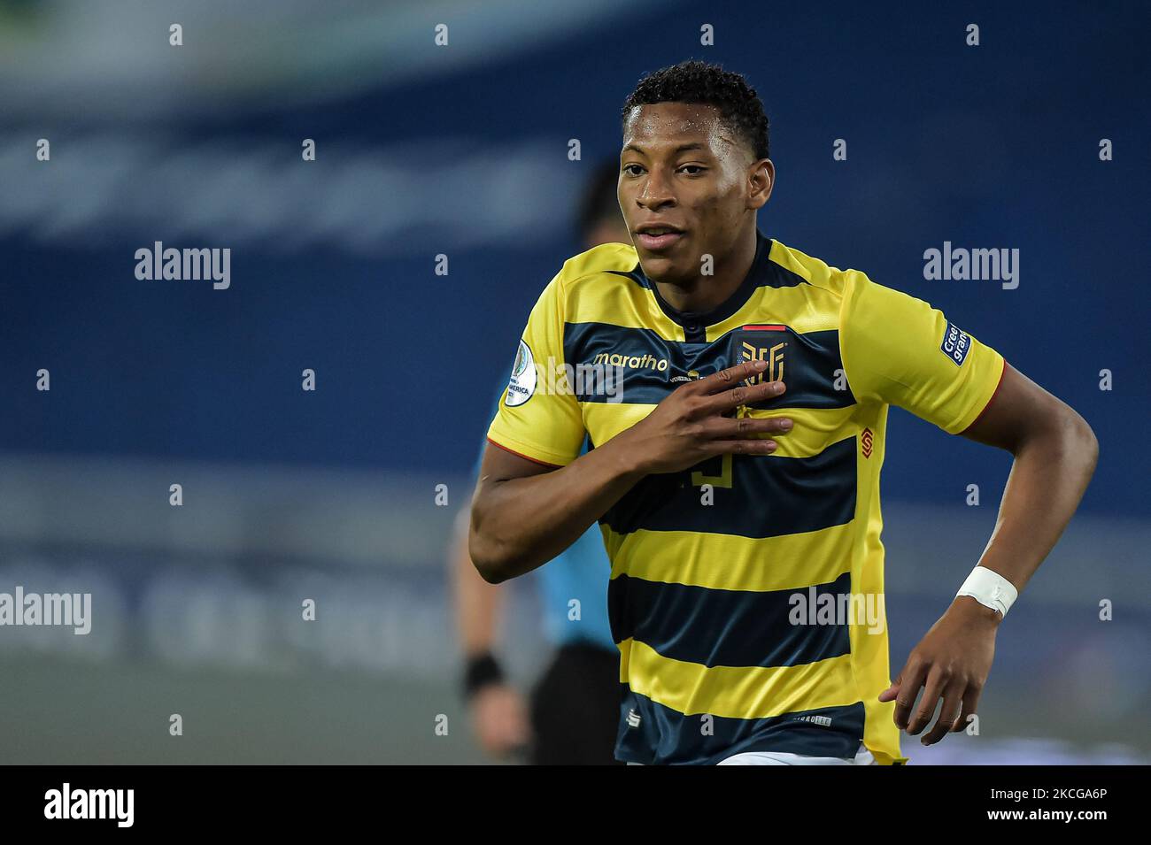 Plata Equador player celebrates his goal during the match against ...