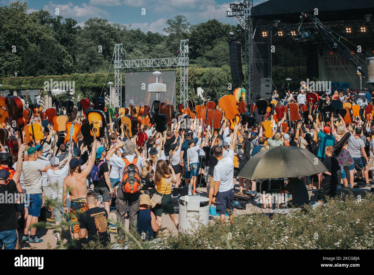 A mass gathering of guitarists in Wroclaw, Poland, on June 19, 2021