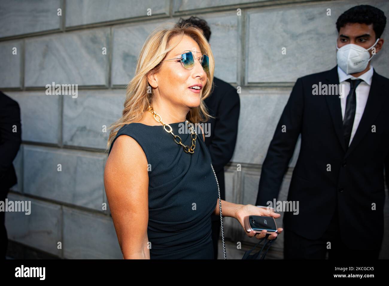 Jo Squillo attends the Giorgio Armani Fashion Show during the Milan Men's Fashion Week Spring/Summer 2021/22 on June 21, 2021 in Milan, Italy. (Photo by Alessandro Bremec/NurPhoto) Stock Photo