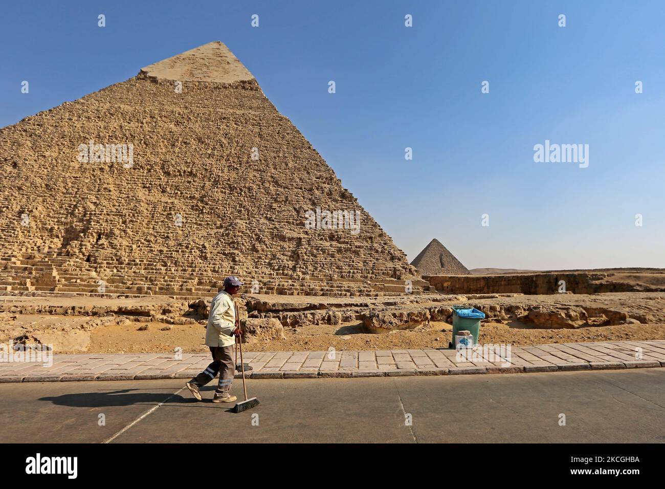 Daily life at the pyramids of Giza, Egypt, on June 26, 2021. (Photo by