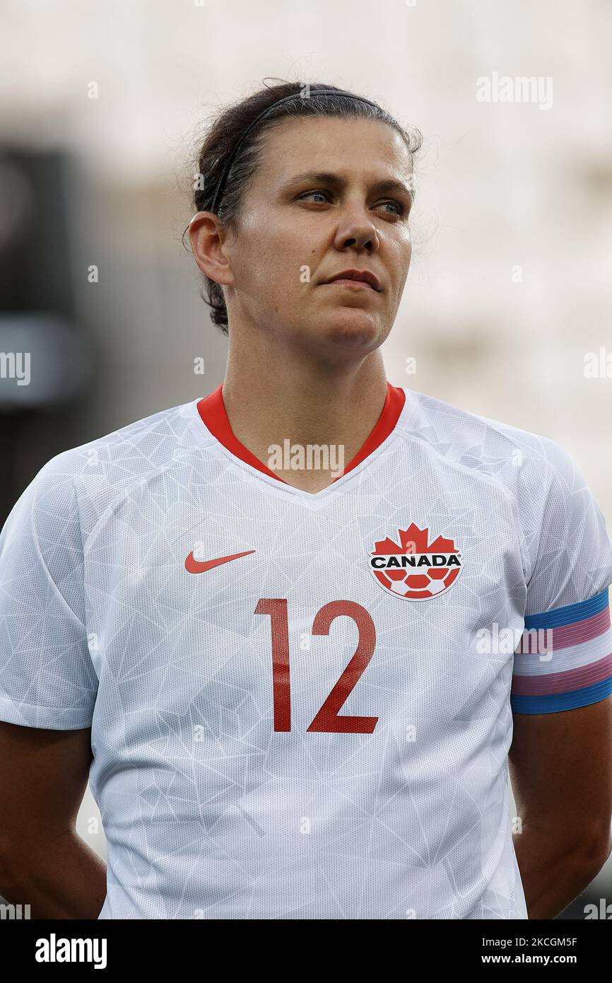 Christine Sinclair of Canada prior to the Women's International Friendly match between Brazil and Canada at Estadio Cartagonova on June 14, 2021 in Cartagena, Spain (Photo by Jose Breton/Pics Action/NurPhoto) Stock Photo