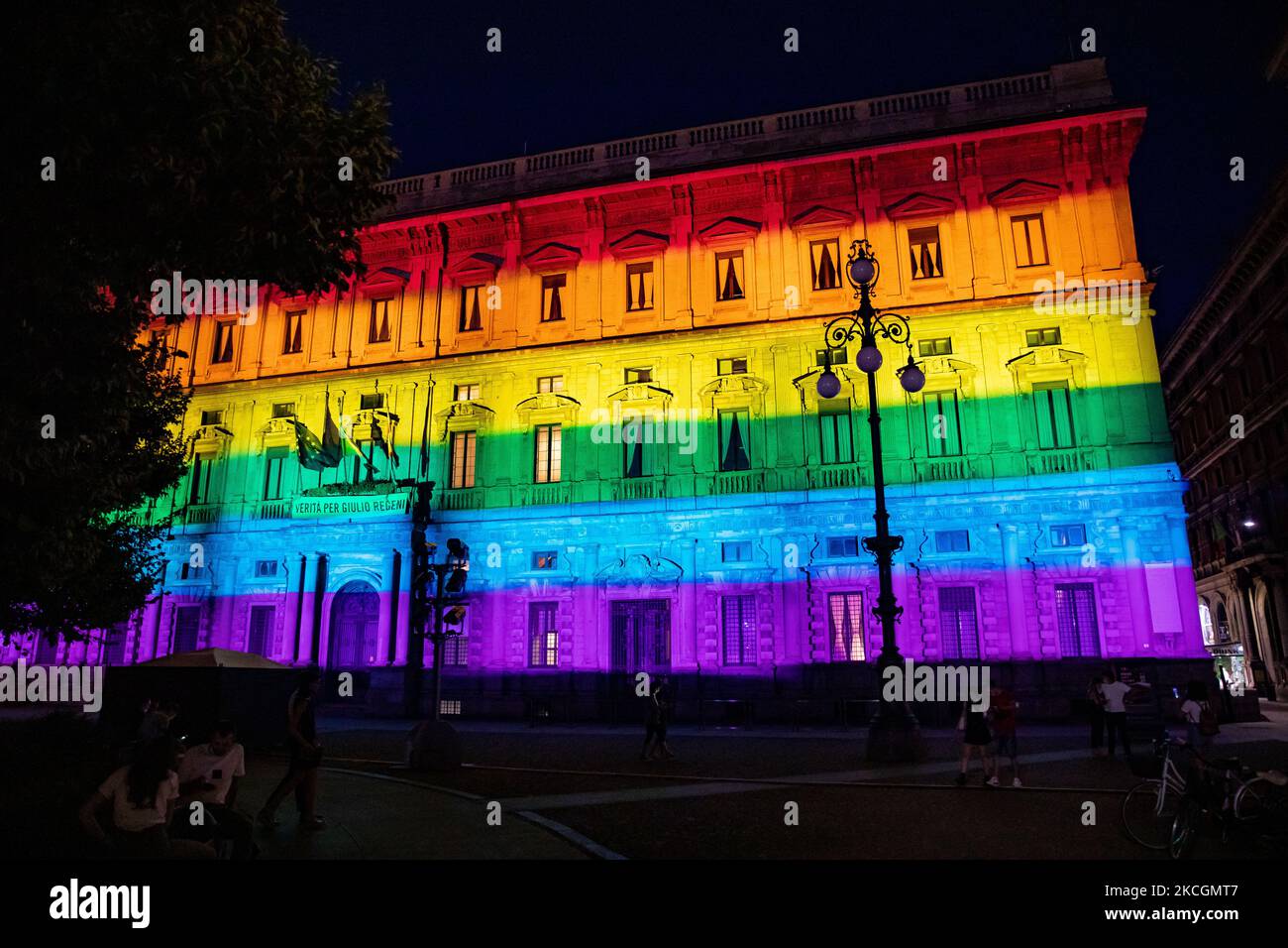 Palazzo Marino lights up with rainbow colors on the occasion of Milan