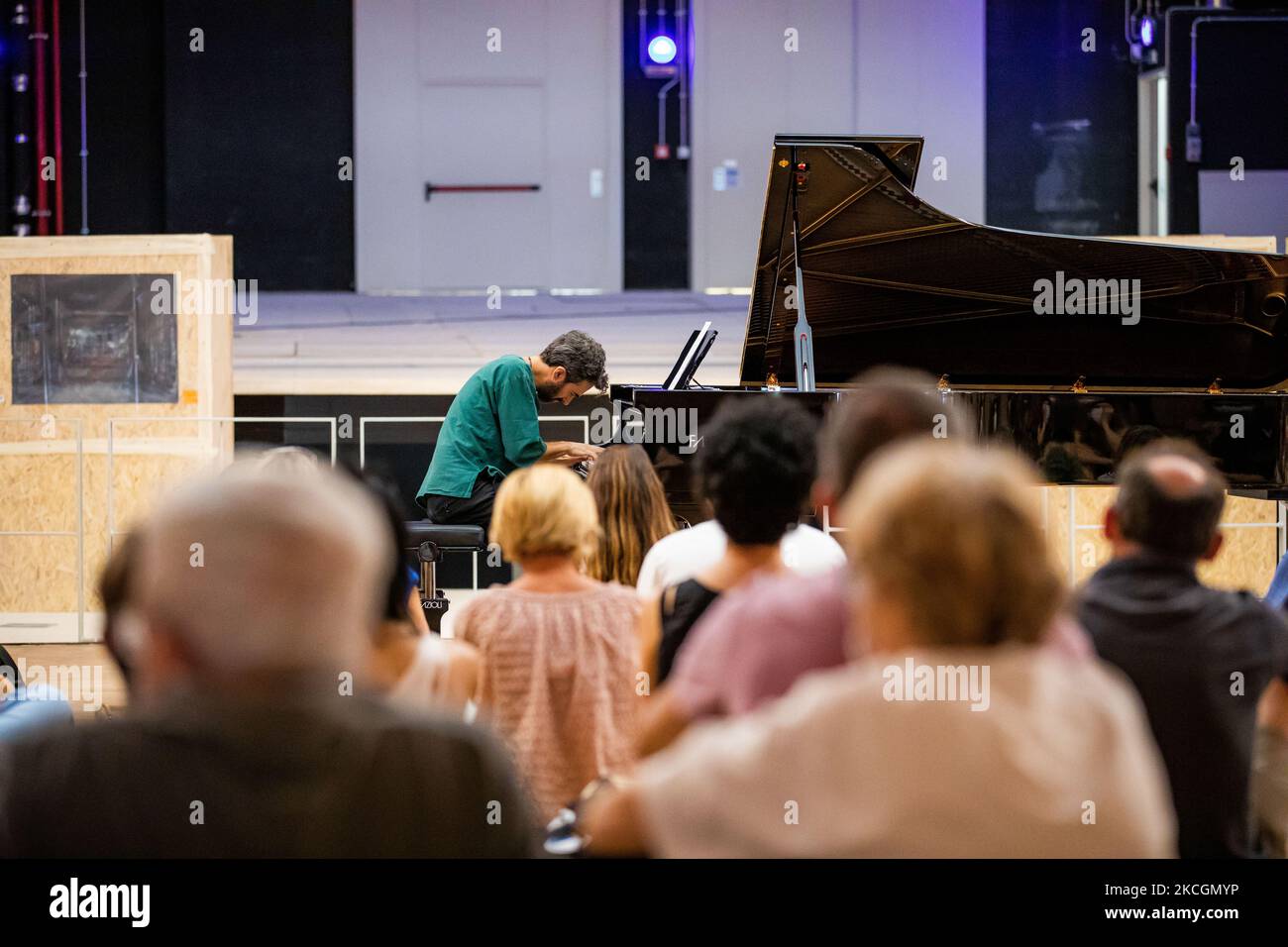 Vincenzo Parisi performs live for Piano City at the construction site of the Teatro Lirico on June 26, 2021 in Milan, Italy. (Photo by Alessandro Bremec/NurPhoto) Stock Photo