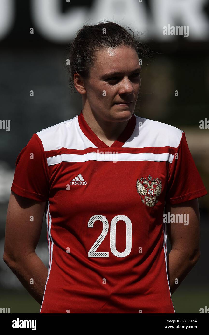 Natalia Mashina of Russia poses during the national anthem prior to the ...