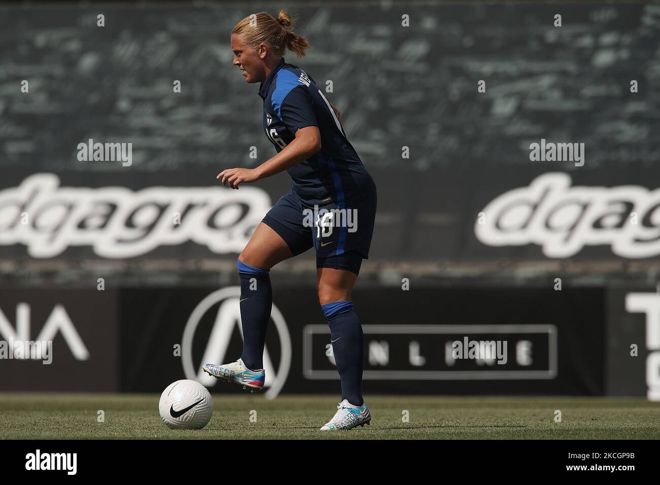 Anna Westerlund of Finland controls the ball during the Women's International Friendly match between Finland and Russia at Estadio Cartagonova on June 14, 2021 in Cartagena, Spain. (Photo by Jose Breton/Pics Action/NurPhoto) Stock Photo