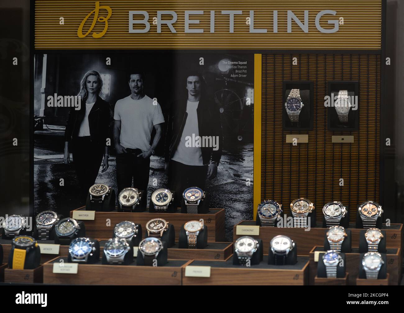 BREITLING watches on display in a shop window in Dublin city center. On