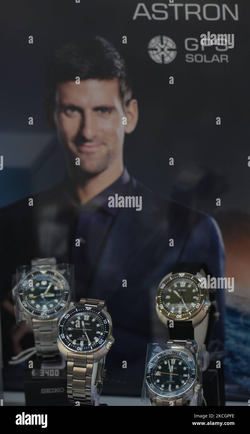 SEIKO ASTRON watches on display in a shop window in Dublin city center