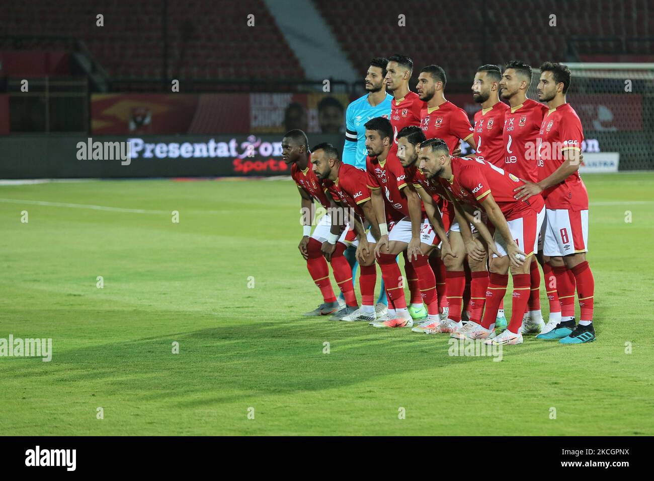 Ahly players lineup prior the match between AlAhly and Pyramids in