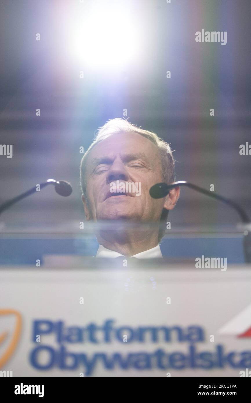 President of the European Peoples Party Donald Tusk seen in Warsaw on July 4, 2021. (Photo by Maciej Luczniewski/NurPhoto) Stock Photo