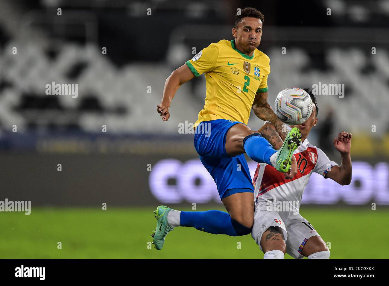 Danilo Brazil player during a match against Peru at the Engenhão stadium for the Copa América 2021, this Monday(05). (Photo by Thiago Ribeiro/NurPhoto) Stock Photo