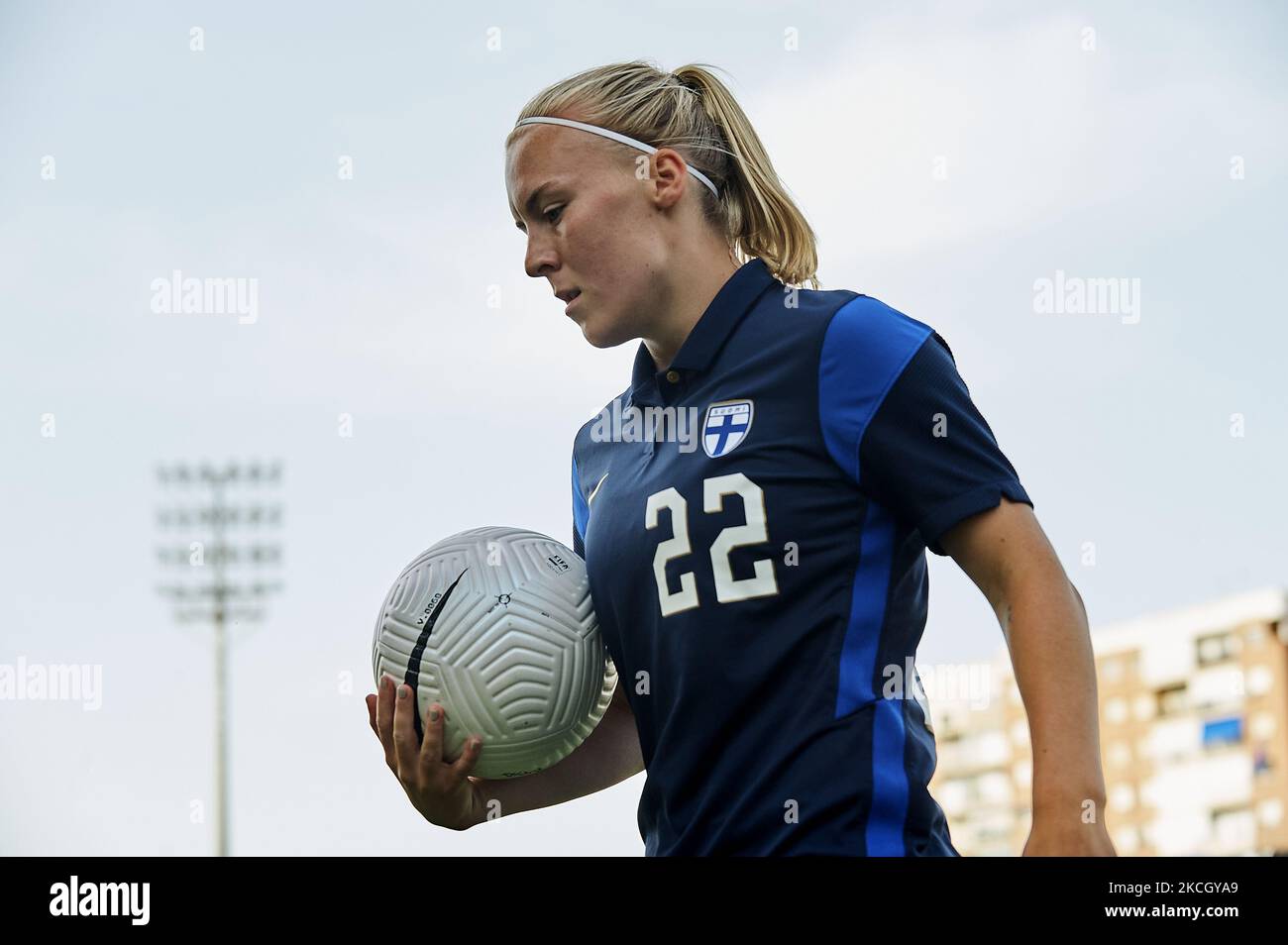 Jutta Rantala of Finland with the ball during the Women's International Friendly match between Finland and Russia at Estadio Cartagonova on June 14, 2021 in Cartagena, Spain. (Photo by Jose Breton/Pics Action/NurPhoto) Stock Photo