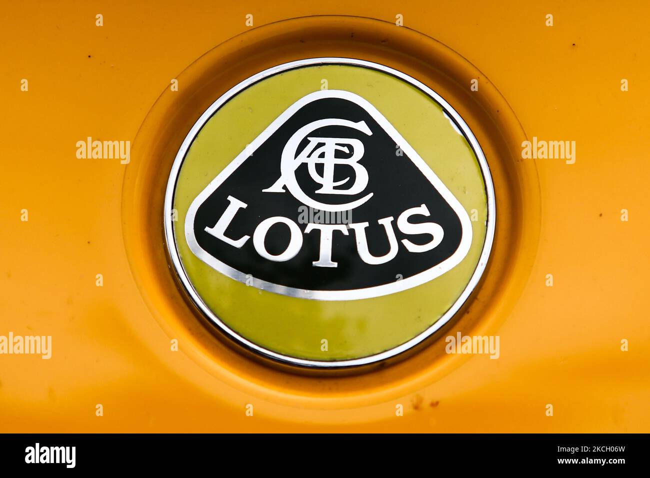 Lotus logo is seen on the car during Gran Turismo Polonia in Krakow, Poland on July 2, 2021. (Photo by Jakub Porzycki/NurPhoto) Stock Photo