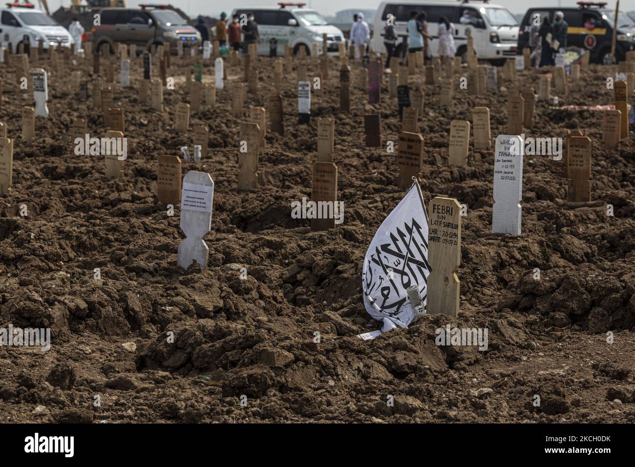 Funeral atmosphere at the Rorotan Covid19 Special Cemetery, North Jakarta, Indonesia, on July 7