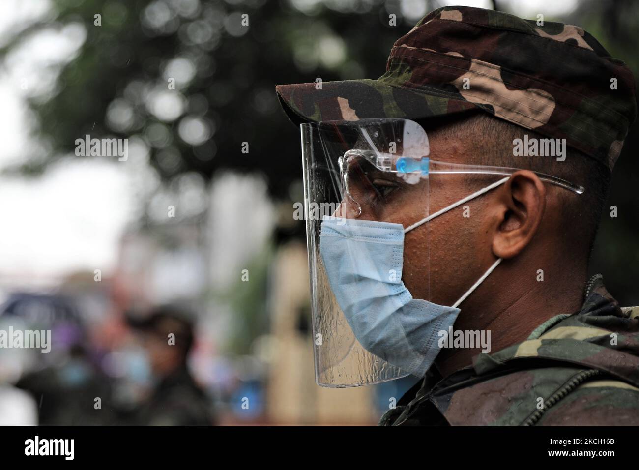 Bangladesh's army personnel man is seen at a checkpoint where the