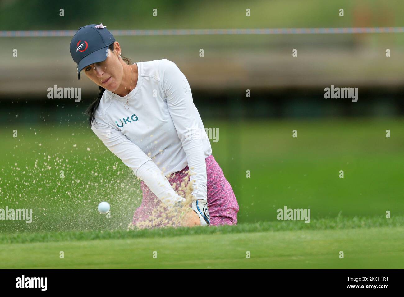 Jaye Marie Green hits out of the bunker toward the 10th green during the first round of the Marathon LPGA Classic presented by Dana golf tournament at Highland Meadows Golf Club in Sylvania, Ohio USA, on Thursday, July 8, 2021. (Photo by Jorge Lemus/NurPhoto) Stock Photo