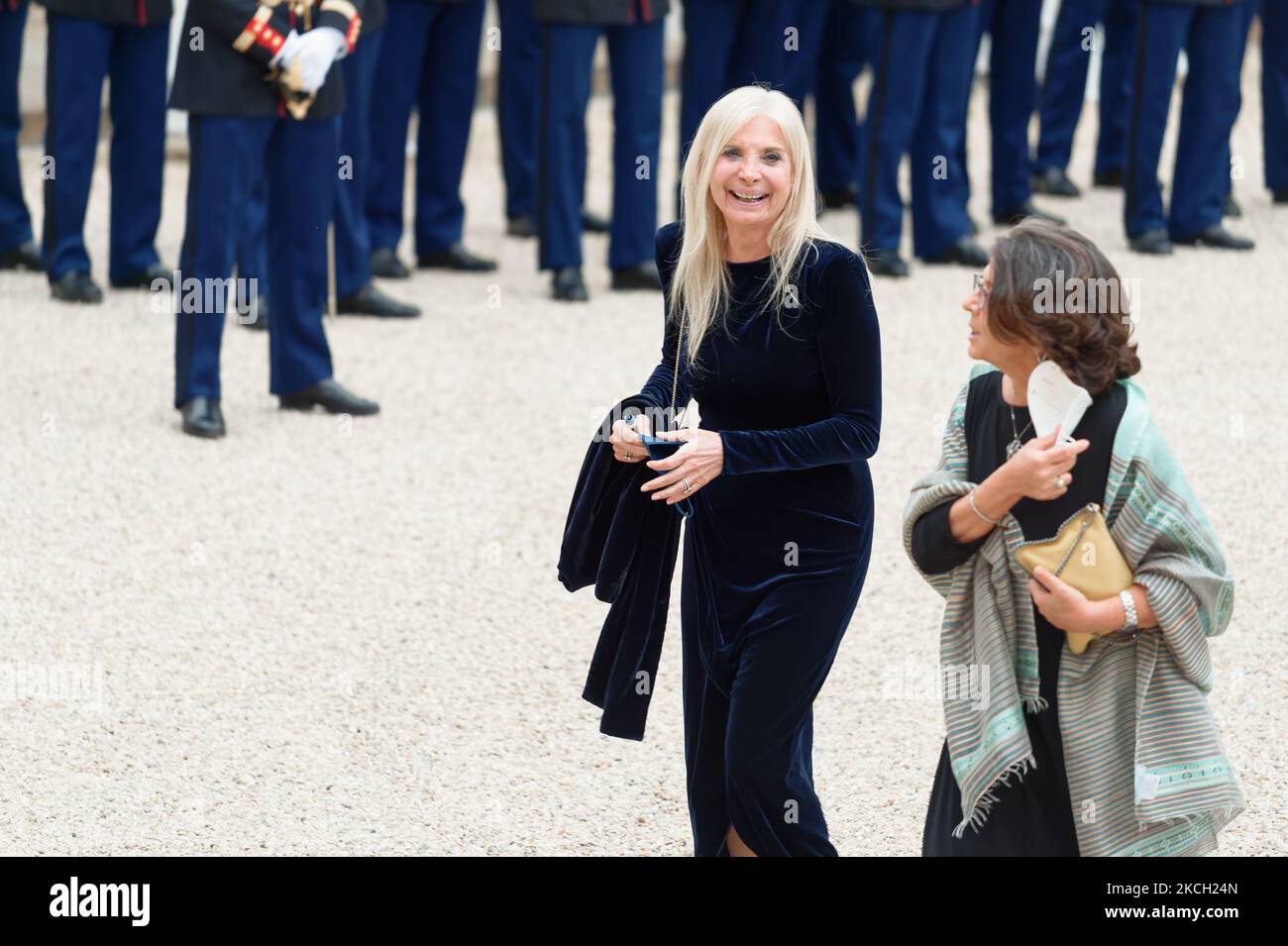 Italian Ambassador to France Teresa Castaldo (L) arrives for state