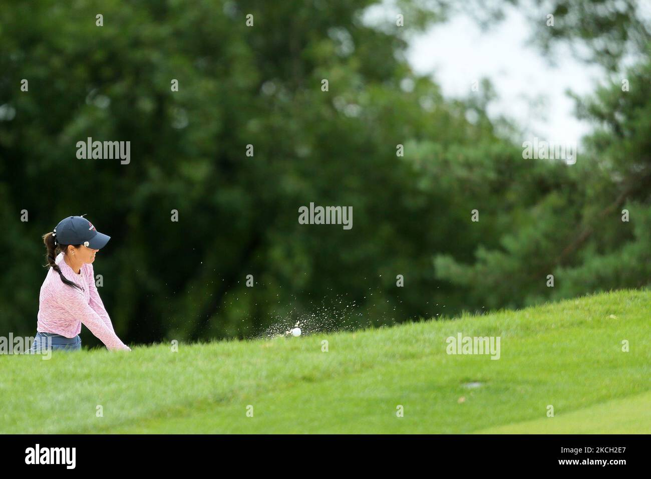 Jaye Marie Green hits out of the bunker toward the first green during the second round of the Marathon LPGA Classic presented by Dana golf tournament at Highland Meadows Golf Club in Sylvania, Ohio USA, on Friday, July 9, 2021. (Photo by Jorge Lemus/NurPhoto) Stock Photo