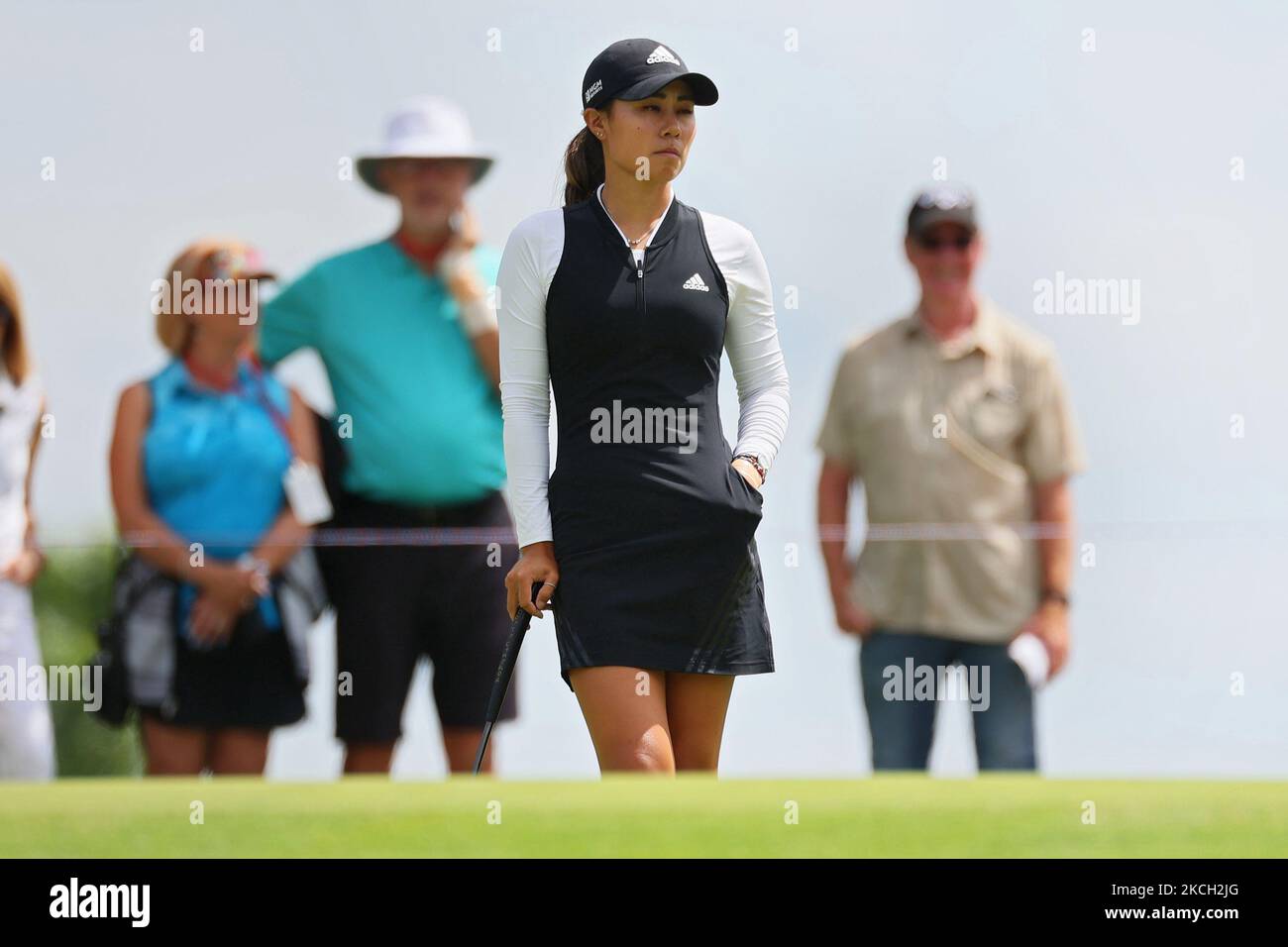 Danielle Kang of Las Vegas, Nevada waits her turn to putt on the 9th green during the second round of the Marathon LPGA Classic golf tournament at Highland Meadows Golf Club in Sylvania, Ohio, USA Friday, July 9, 2021. (Photo by Amy Lemus/NurPhoto) Stock Photo
