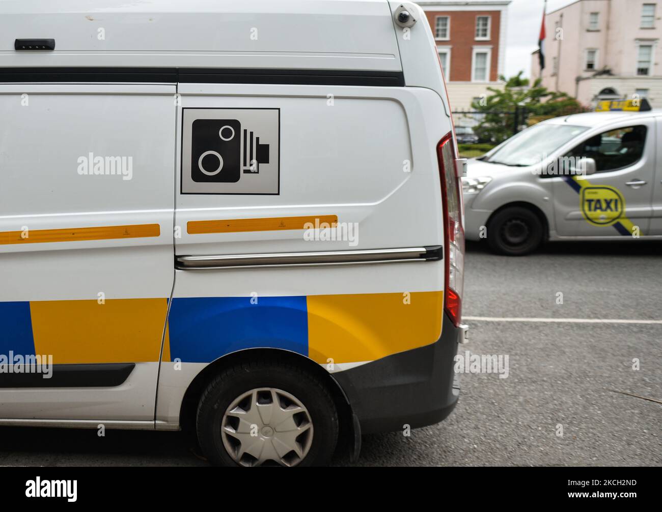 A mobile speed camera van parked in Dublin city center. On Friday, 09 July 2021, in Dublin, Ireland (Photo by Artur Widak/NurPhoto) Stock Photo