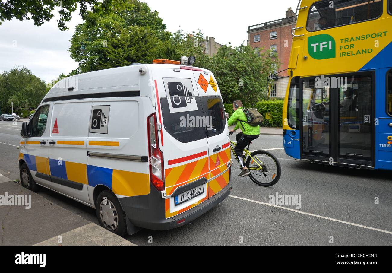 A mobile speed camera van parked in Dublin city center. On Friday, 09 July 2021, in Dublin, Ireland (Photo by Artur Widak/NurPhoto) Stock Photo