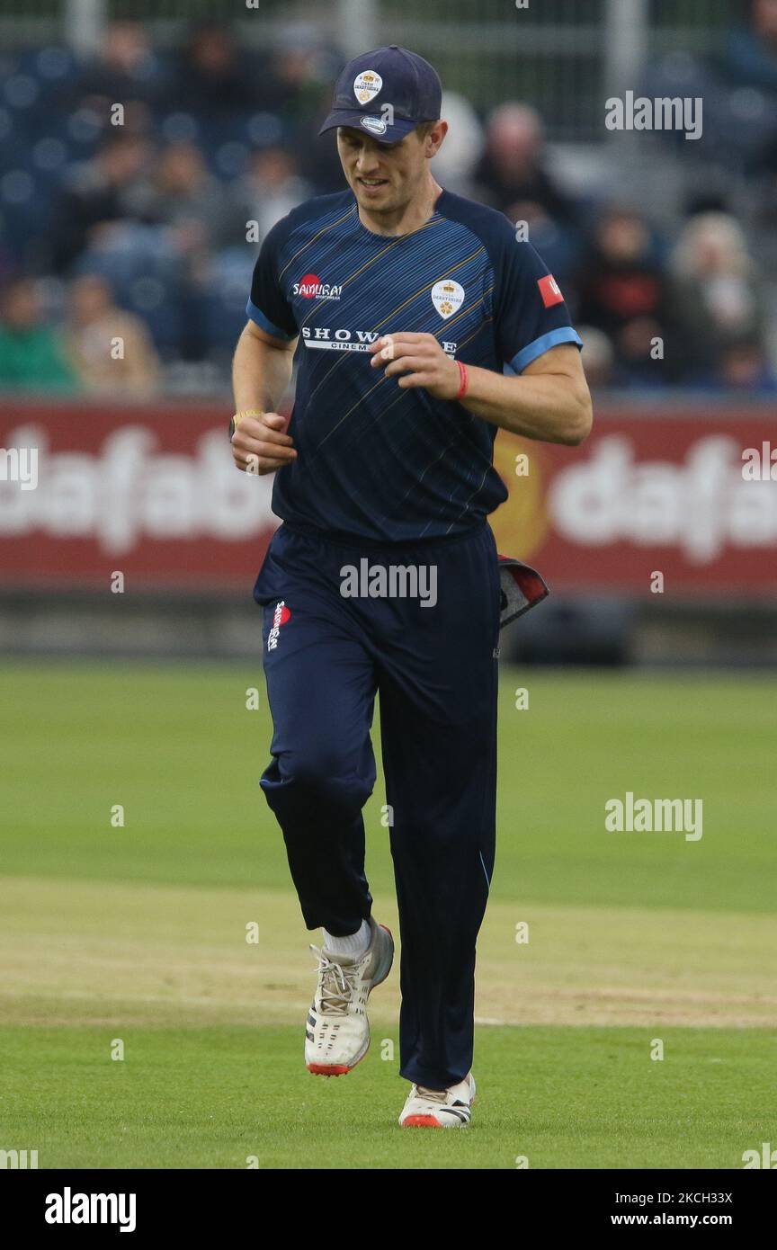 Alex Thomson of Derbyshire seen during the Vitality Blast T20 match between Durham County Cricket Club and Derbyshire County Cricket Club at Emirates Riverside, Chester le Street on Friday 9th July 2021. (Credit: Will Matthews | MI News) (Photo by MI News/NurPhoto) Stock Photo