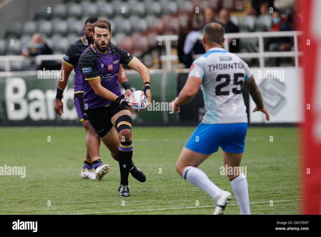 Jay Chapelhow of Newcastle Thunder in action during the BETFRED Championship match between Newcastle Thunder and Dewsbury Rams at Kingston Park, Newcastle on Sunday 11th July 2021. (Photo by Chris Lishman/MI News/NurPhoto) Stock Photo