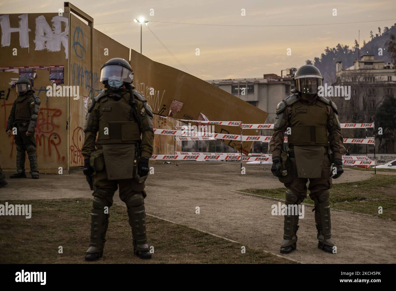 Chilean riot police from carabineros de Chile, standing right in front ...