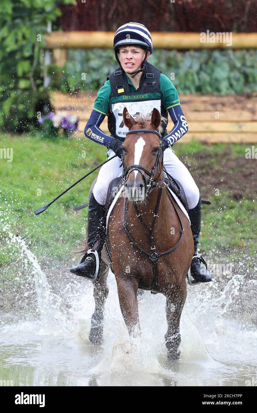 Edward Howard riding Springfield Baby Bell during the PT Section M Cross Country event at the Barbury Castle International Horse Trials, Marlborough, Wiltshire, UK on Sunday 11th July 2021. (Photo by Jon Bromley/MI News/NurPhoto) Stock Photo