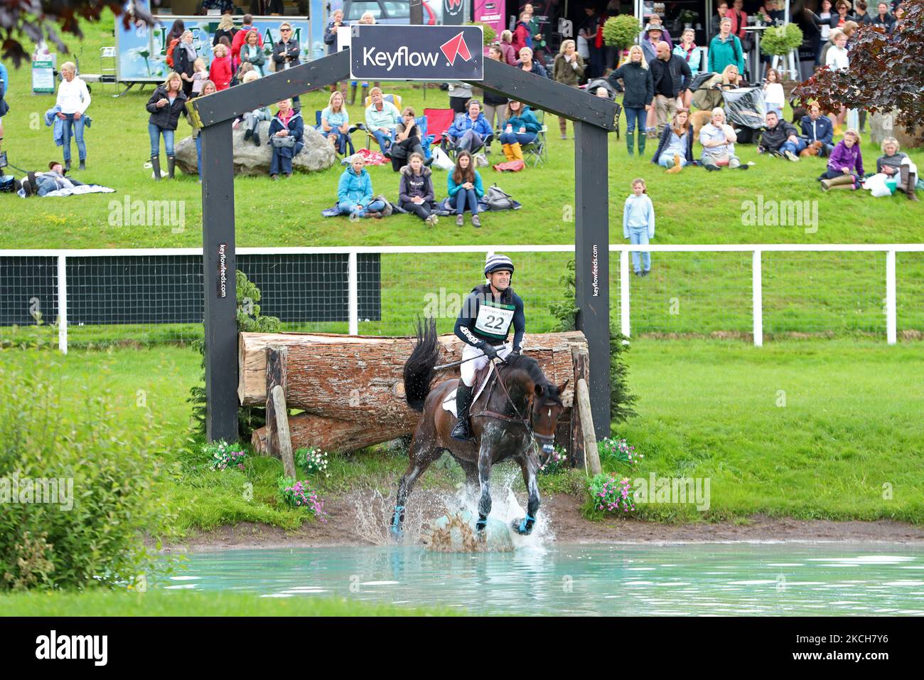Alexander Bragg riding Quindiva during 4* Cross Country event at the Barbury Castle International Horse Trials, Marlborough, Wiltshire, UK on Sunday 11th July 2021. (Photo by Jon Bromley/MI News/NurPhoto) Stock Photo