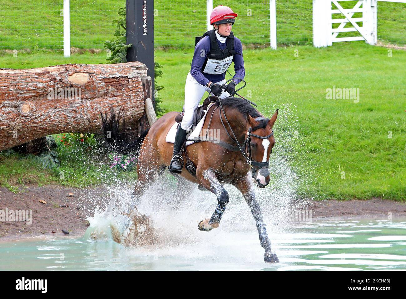 Rosie Fry riding Aunt Augusta during 4* Cross Country event at the Barbury Castle International Horse Trials, Marlborough, Wiltshire, UK on Sunday 11th July 2021. (Photo by Jon Bromley/MI News/NurPhoto) Stock Photo