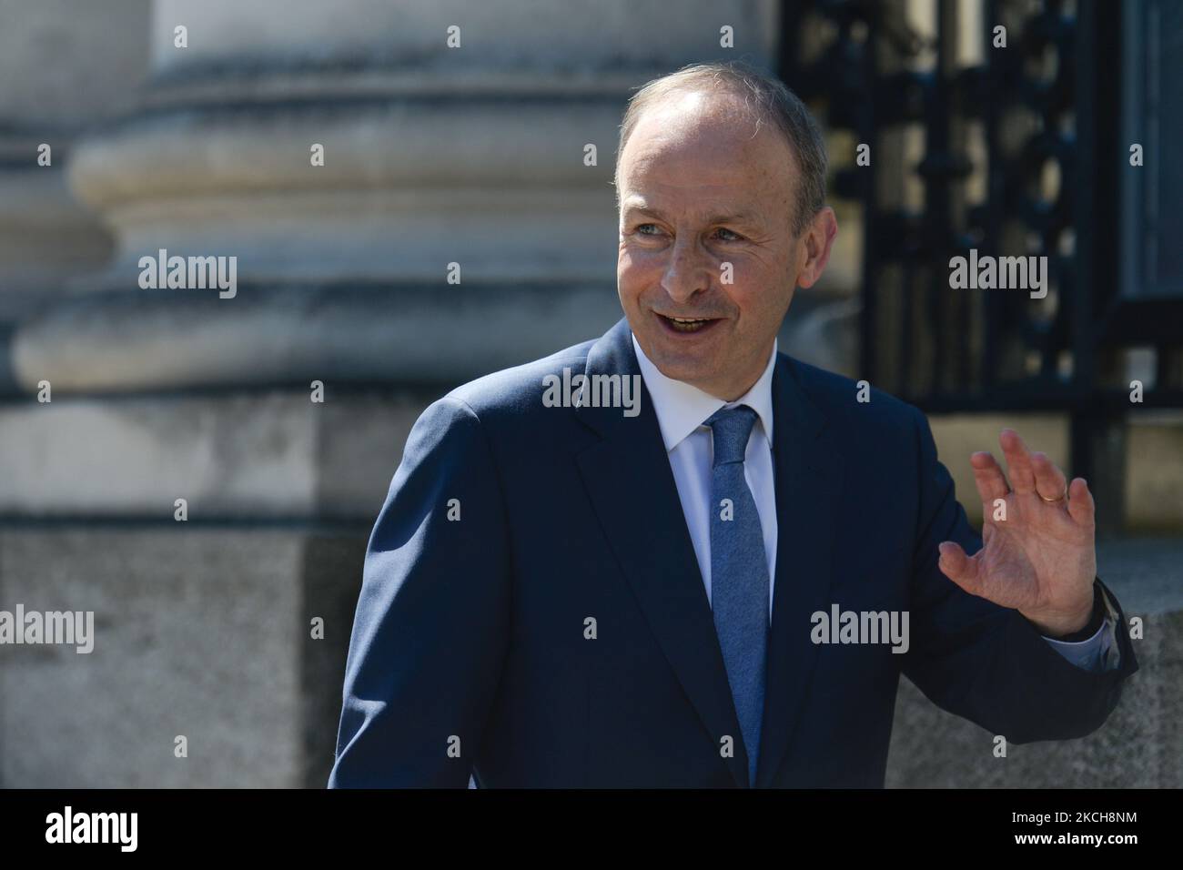 Taoiseach Micheal Martin on his way to enter Goverment Buildings. On Wednesday, 14 June 2021, in Dublin, Ireland. (Photo by Artur Widak/NurPhoto) Stock Photo