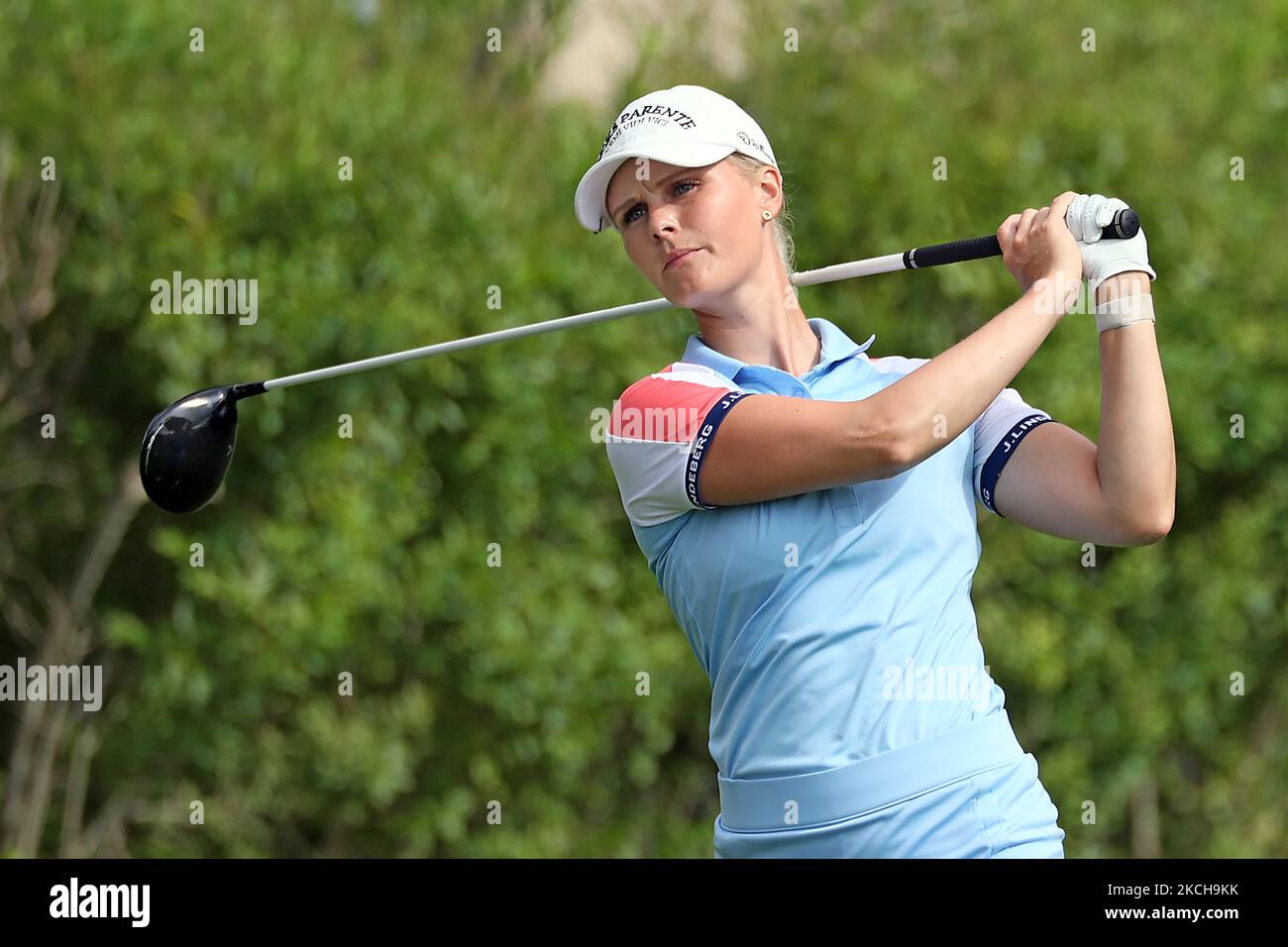 Louise Ridderstrom of Stockshund, Sweden hits from the 16th tee during the second round of the Marathon LPGA Classic golf tournament at Highland Meadows Golf Club in Sylvania, Ohio, USA Friday, July 9, 2021. (Photo by Amy Lemus/NurPhoto) Stock Photo
