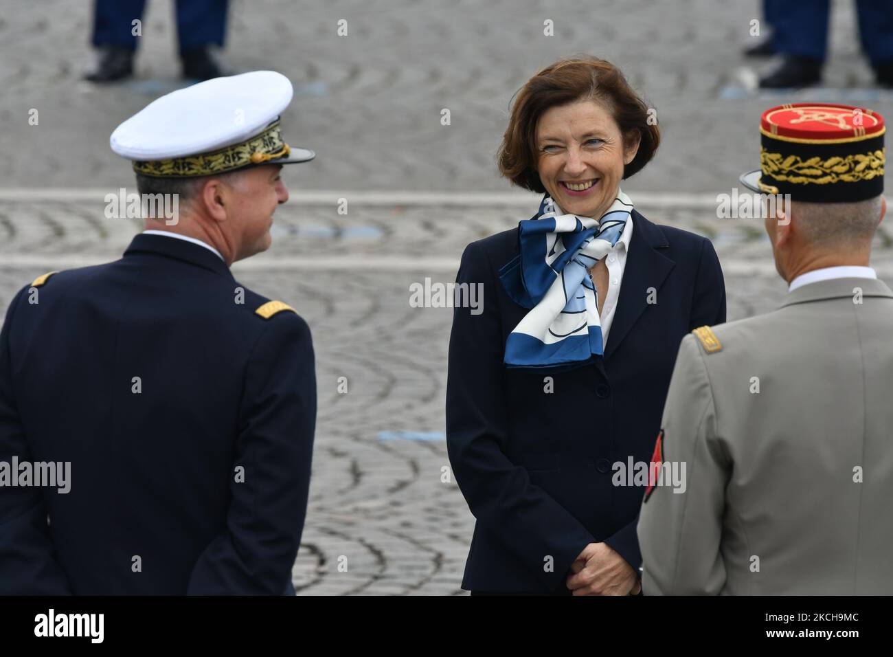 French Defence Minister Florence Parly (C) smiles with Major General of ...