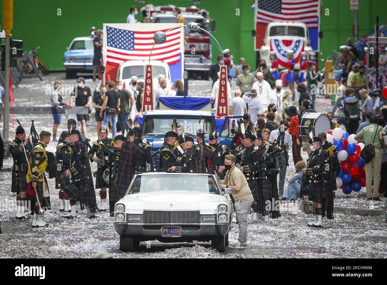 Crew and cast member are seen on set as filming for the upcoming ...