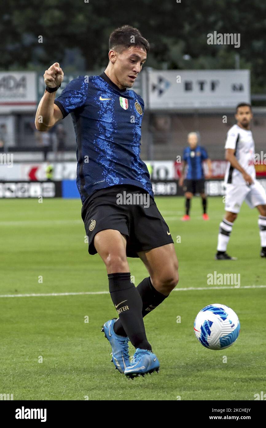 Martin Satriano of FC Internazionale in action during the Pre-Season Friendly match between Lugano and FC Internazionale at Cornaredo Stadium on July 17, 2021 in Lugano, Switzerland. (Photo by Giuseppe Cottini/NurPhoto) Stock Photo