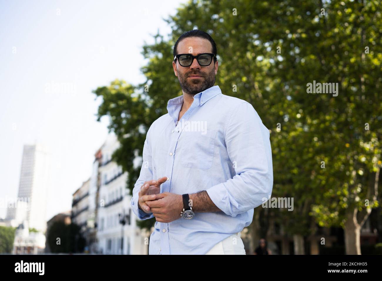 Venezuelan actor Alejandro Nones poses during the portrait session on July 22, 2021 in Madrid, Spain. (Photo by Oscar Gonzalez/NurPhoto) Stock Photo