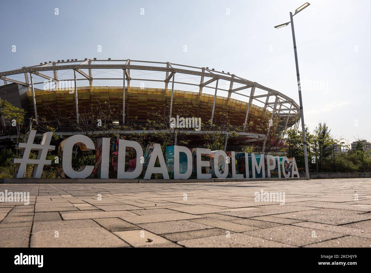 entry of Olympic park in Rio de Janeiro, located in the west of the city, on July 22, 2021 in Rio de Janeiro, Brazil. Mayor Eduardo Paes asked the Brazilian Olympic Committee (COB) about the use of the park as a legacy of the 2016 Olympics during a press conference of press, stating that the equipment is in the park to be used. (Photo by Allan Carvalho/NurPhoto) Stock Photo